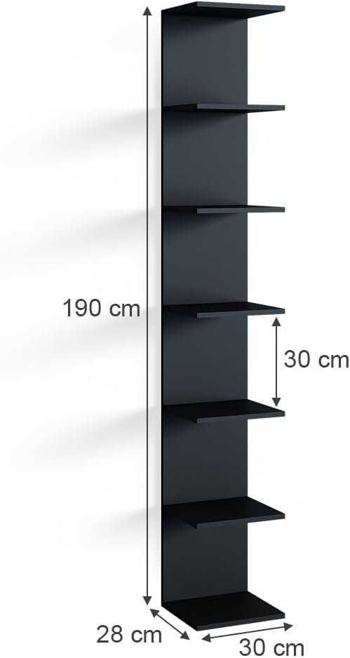 Nauja Sieninė Lentyna „Paolo" – Juoda | 30 x 190 cm | Vienetinė | 7 Lygiai