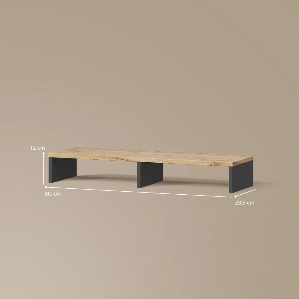 Naujas Monitoriaus Stovas „Lorena" – Antracitas/Goldkraft Ąžuolas | 80 x 12 cm