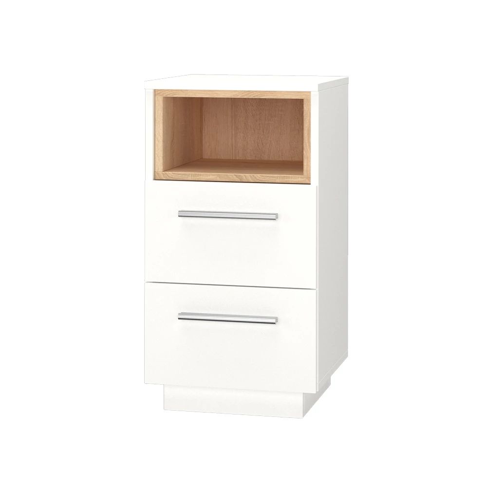 1783151477_XroicW4XGq_43.1 Naujas Naktinis Staliukas „Beatrice" – Baltas/Sonoma | 36 x 68 cm