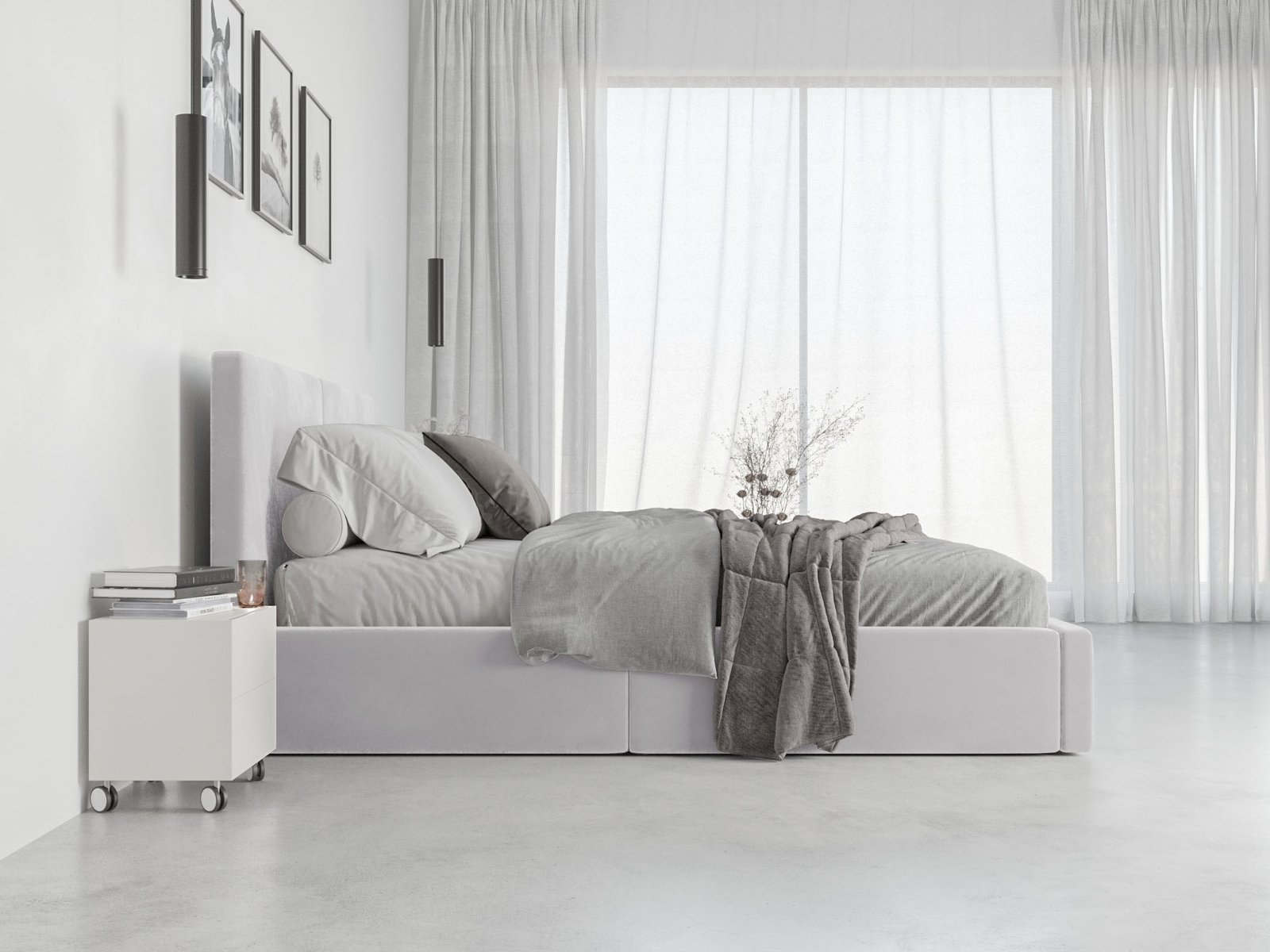 Nauja Miegamojo Lova „Hilton" – Pilka | 160 x 200 cm | su Čiužiniu ir Patalynės Dėže