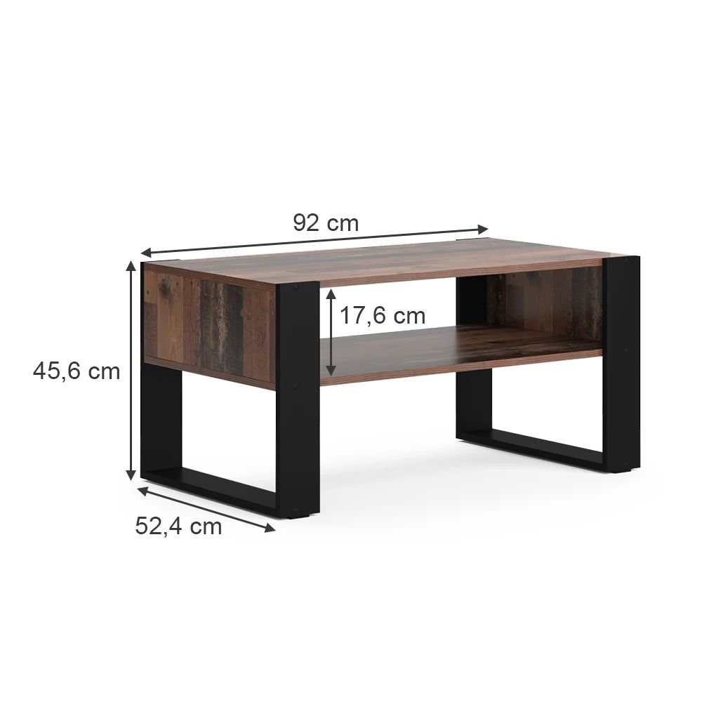 Naujas kavos staliukas „Olli“ – sendinto medžio spalvos | 92 x 45,6 cm