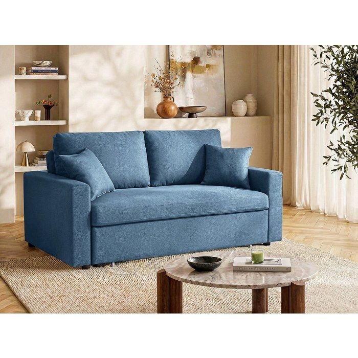 Išskleidžiama sofa INIZOR – 120 × 180 cm, mėlyna spalva – produkto nuotrauka 3