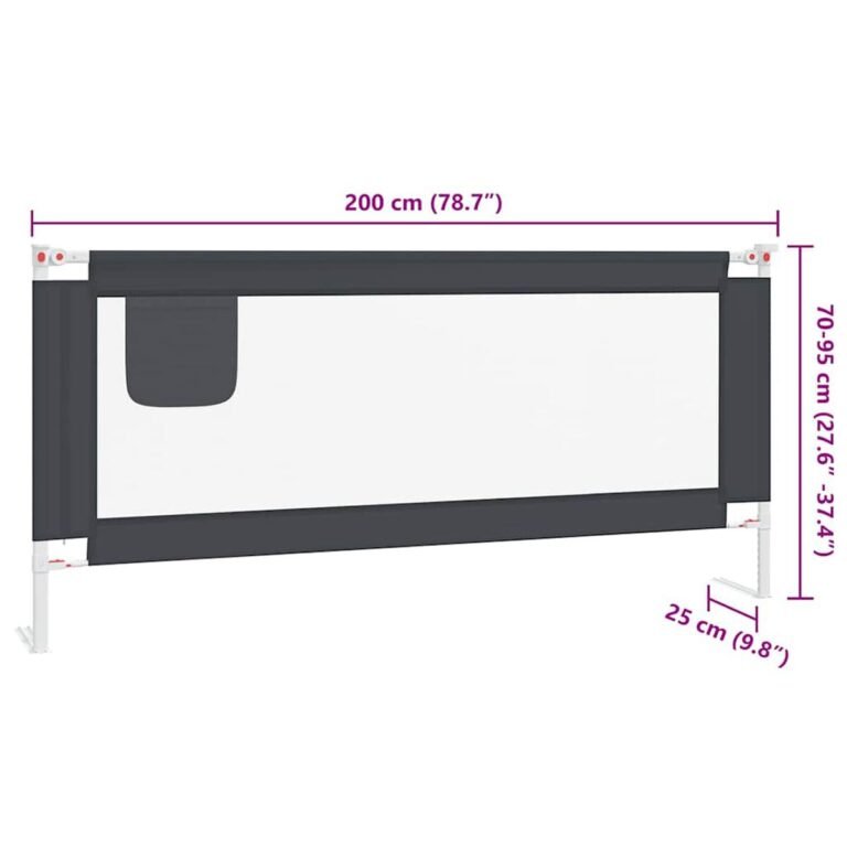 Lovos apsauginė tvorelė – 200×25 cm, tamsiai pilka spalva – nuotrauka 8 Lovos apsauginė tvorelė – 200×25 cm, tamsiai pilka spalva – produkto nuotrauka 8