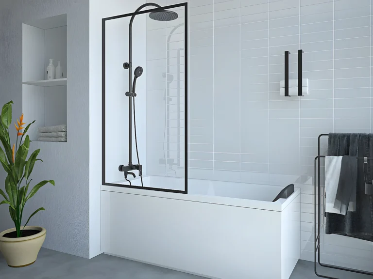 Vonios sienelė BRADENTON – 70 × 140 cm, juoda spalva Vonios sienelė BRADENTON – 70 × 140 cm, juoda spalva