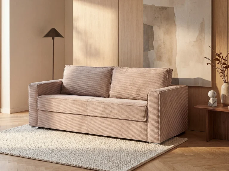 Išskleidžiama sofa LORETO – rožinė spalva