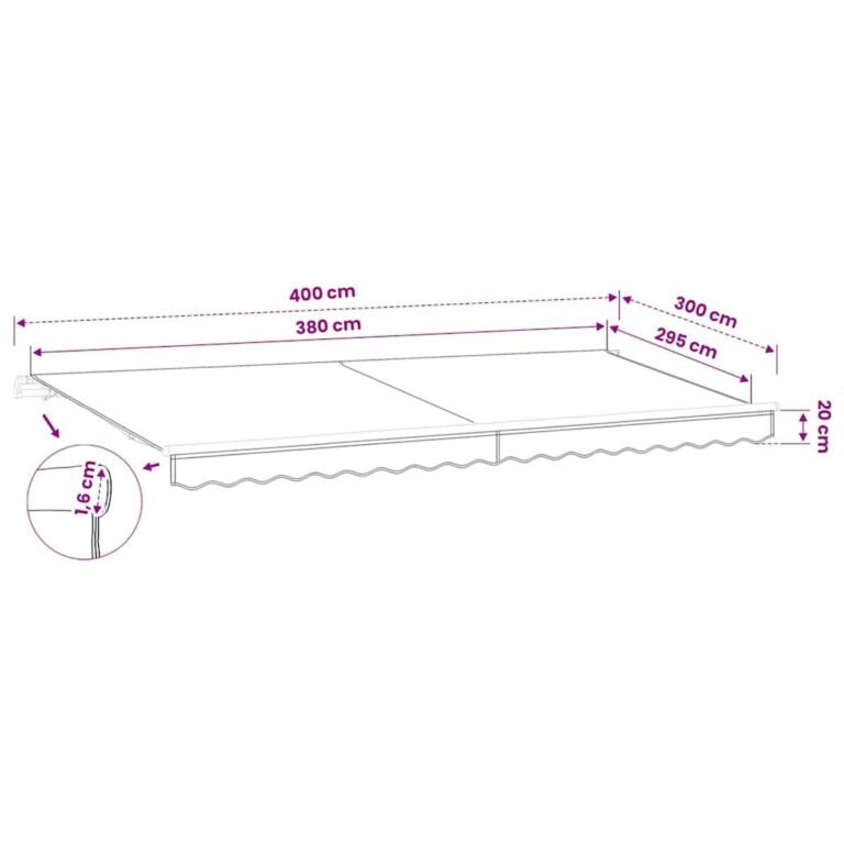 Markizės pakaitinis audinys – 400×300 cm, pilka spalva – produkto nuotrauka 7