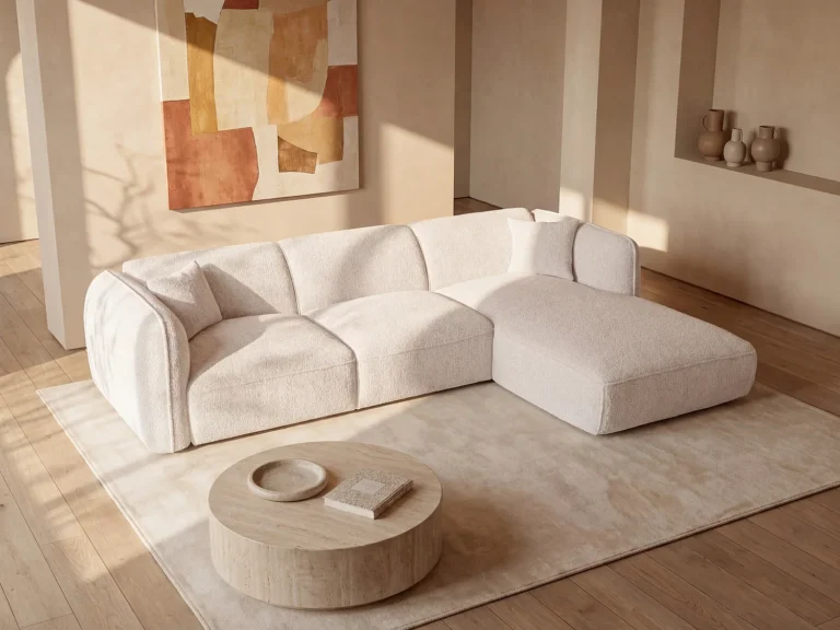 Kampinė sofa CAMILIO – smėlio spalva