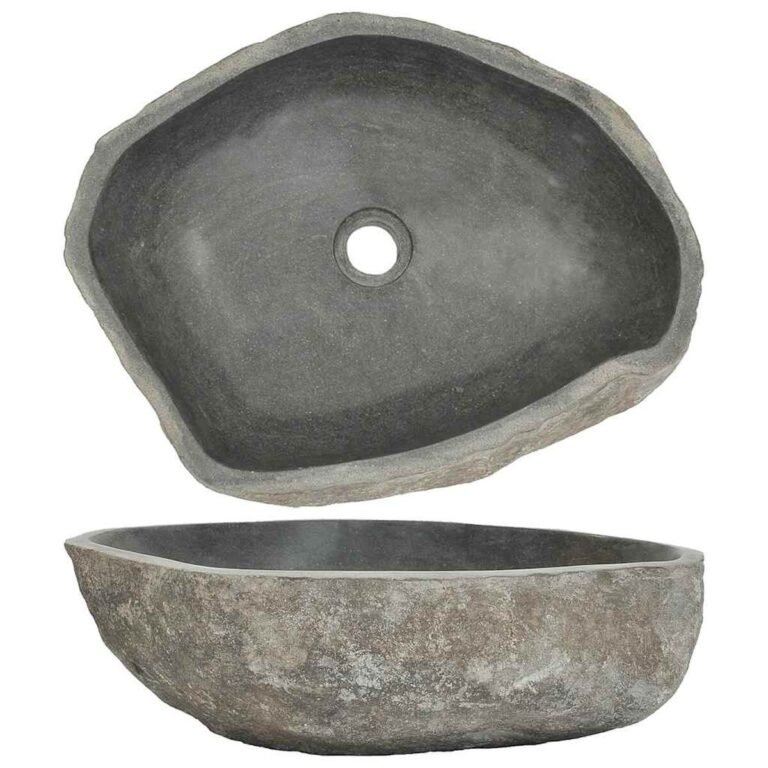 vidaXL Praustuvas, (45-53)x(34-41)cm, upės akmuo, ovalo formos