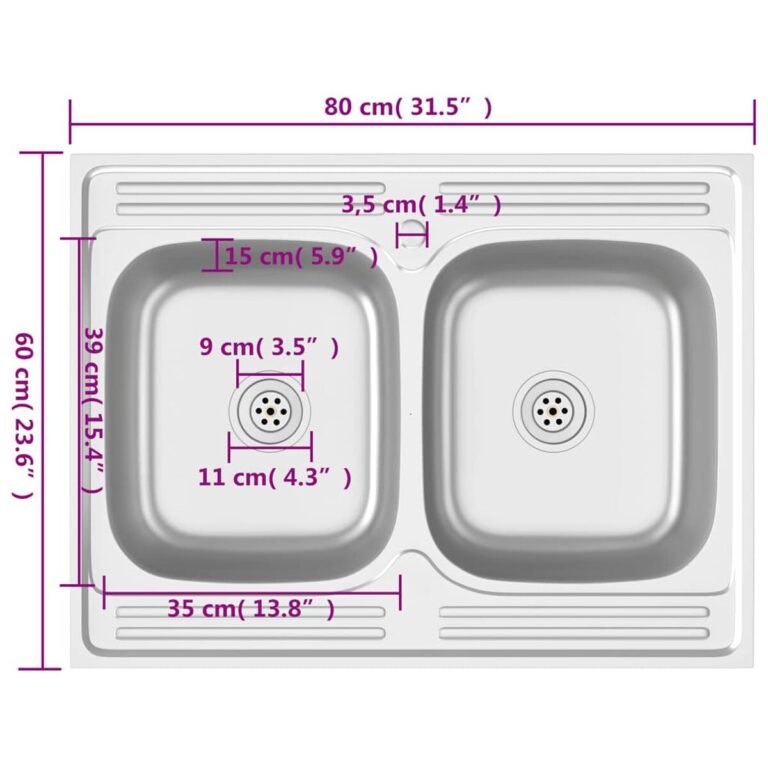 Virtuvės plautuvė – 800×600×155 mm, sidabro spalva – produkto nuotrauka 10
