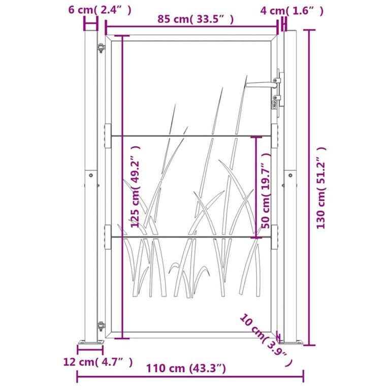 Vartai – 100×125 cm, antracito spalva – produkto nuotrauka 9