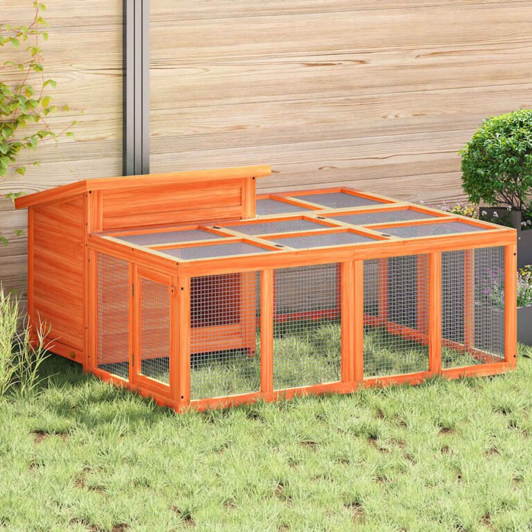 Triušių narvas – 144×123×67,5 cm, ruda spalva – produkto nuotrauka 2