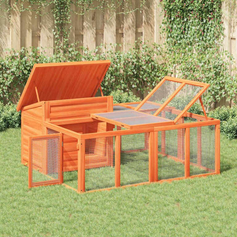 Triušių narvas – 144×123×67,5 cm, ruda spalva – produkto nuotrauka 3