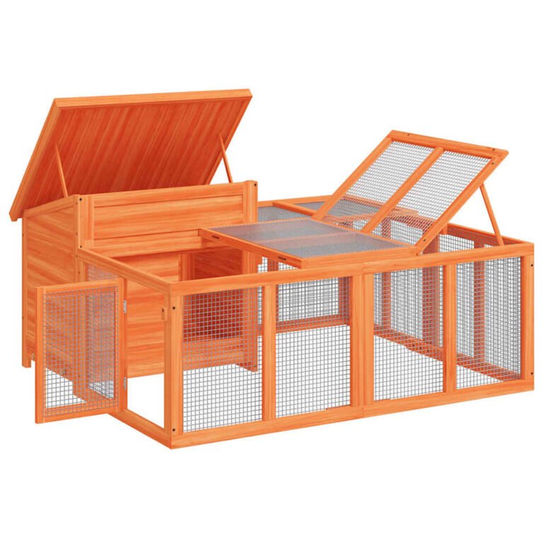 Triušių narvas – 144×123×67,5 cm, ruda spalva – produkto nuotrauka 6