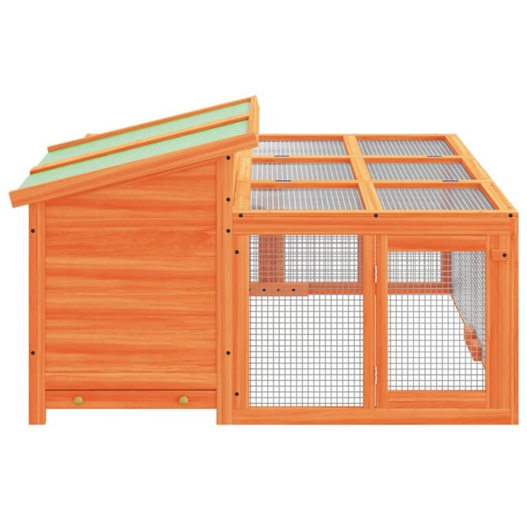 Triušių narvas – 144×123×67,5 cm, ruda spalva – produkto nuotrauka 7