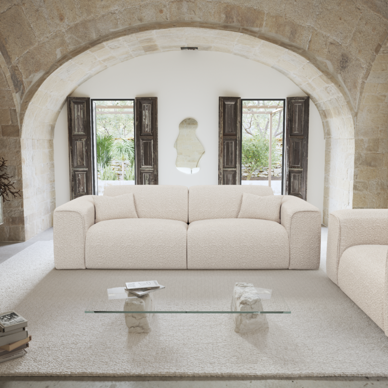 Išskleidžiama sofa NOVA – 140x190cm, kreminė spalva – produkto nuotrauka 3