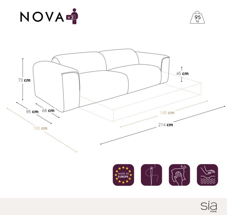 Išskleidžiama sofa NOVA – 140x190cm, kreminė spalva – produkto nuotrauka 5