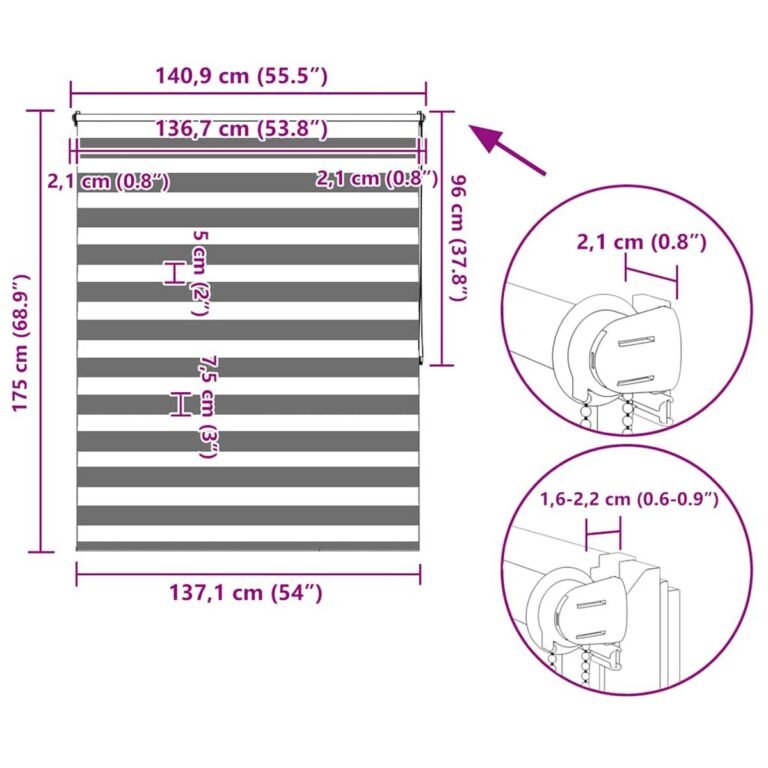 Diena-naktis roletas – 140,9×175 cm, pilka spalva – produkto nuotrauka 12