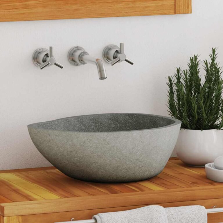 vidaXL Praustuvas, (37-46)x(29-36)cm, upės akmuo, ovalo formos – produkto nuotrauka 2