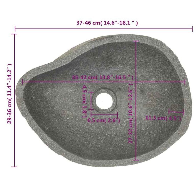 vidaXL Praustuvas, (37-46)x(29-36)cm, upės akmuo, ovalo formos – produkto nuotrauka 9