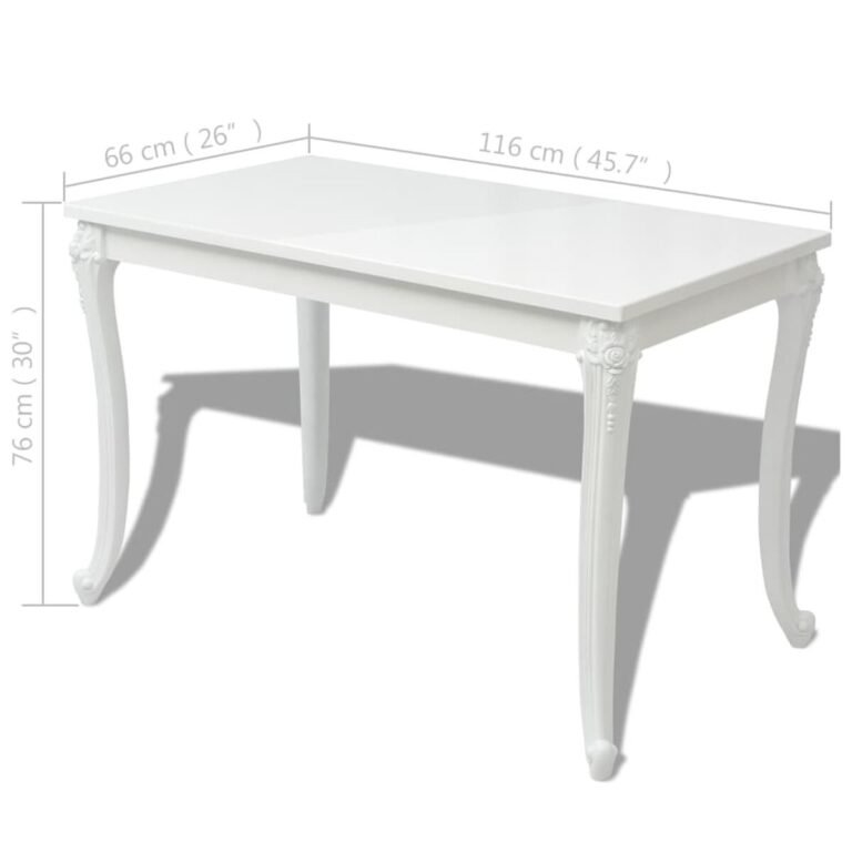 Valgomojo stalas – 116×66×76 cm, balta spalva – produkto nuotrauka 5