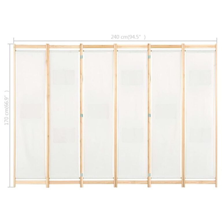 vidaXL Kambario pertvara, 6 d., kreminės sp., 240x170x4cm, audinys – produkto nuotrauka 8