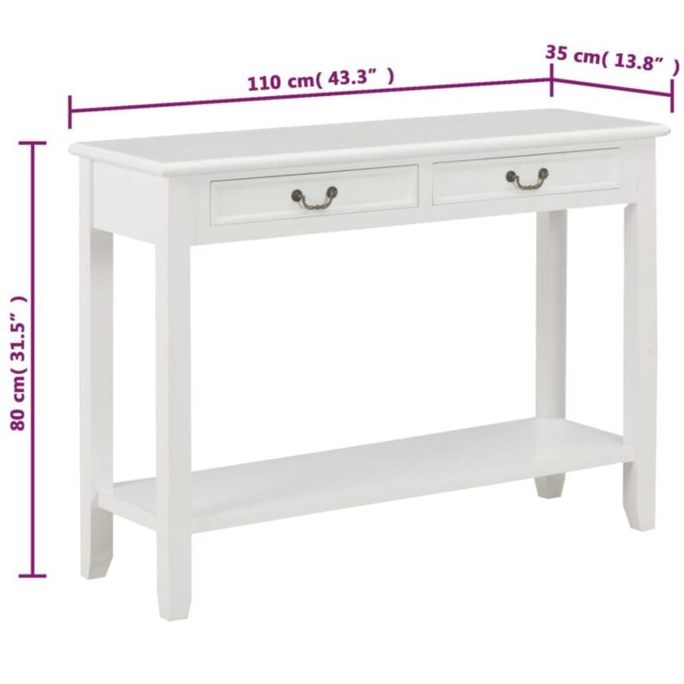 Stalas – 110×35×80 cm, balta spalva – produkto nuotrauka 6