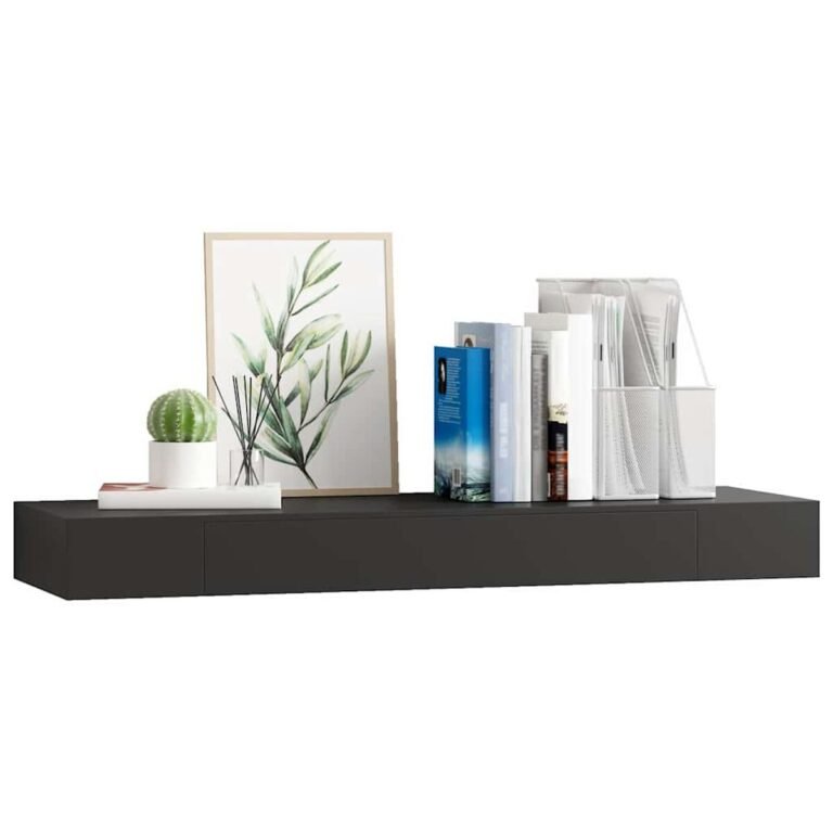 Sieninė lentyna – 80×25×8 cm, juoda spalva – produkto nuotrauka 3