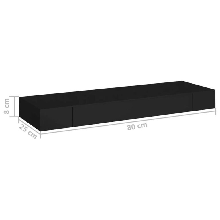 Sieninė lentyna – 80×25×8 cm, juoda spalva – produkto nuotrauka 8