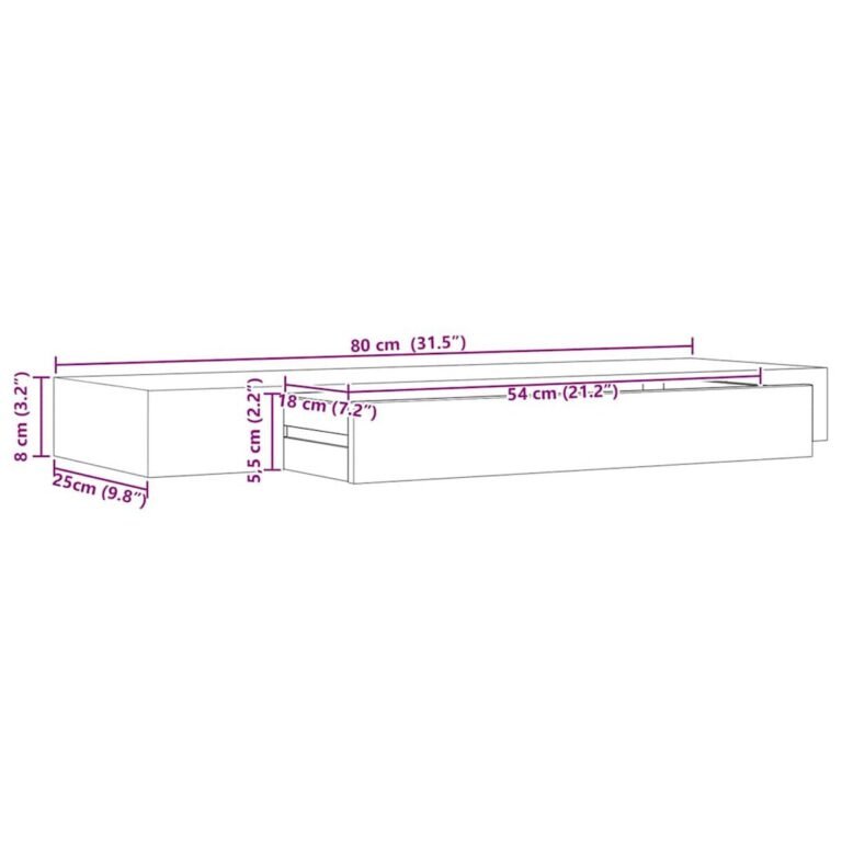 Sieninė lentyna – 80×25×8 cm, juoda spalva – produkto nuotrauka 10
