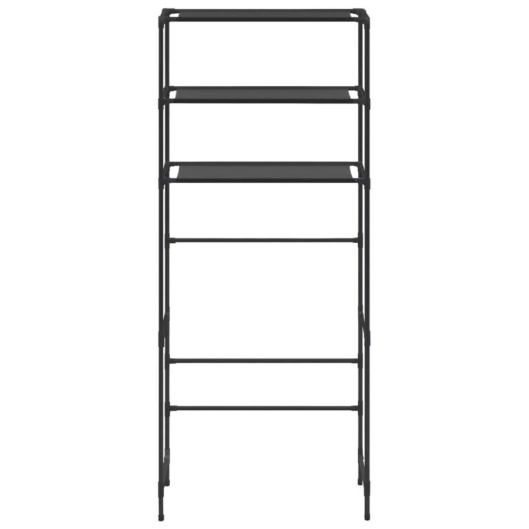 vidaXL Lentyna virš skalbimo mašinos, 3 lentynos, juoda, 69x28x169cm – produkto nuotrauka 3