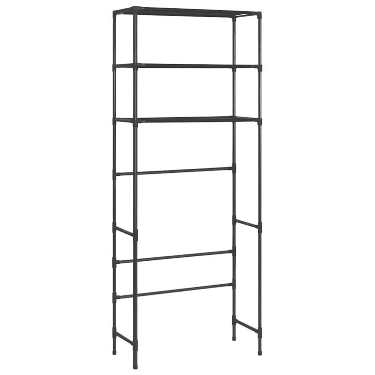 vidaXL Lentyna virš skalbimo mašinos, 3 lentynos, juoda, 69x28x169cm – produkto nuotrauka 5