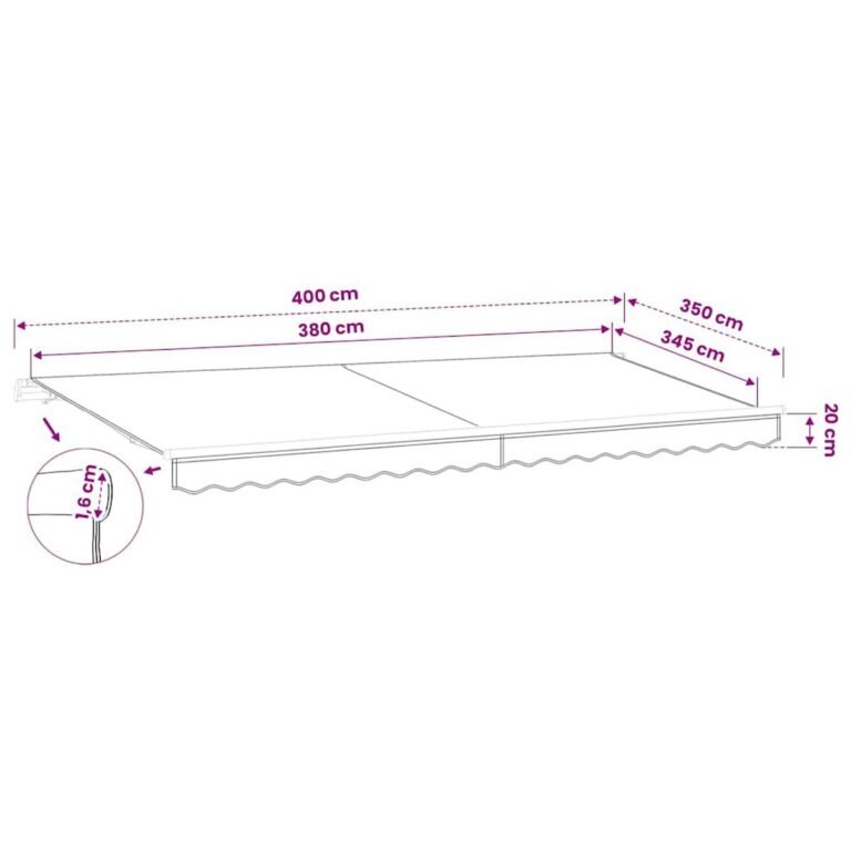 Markizės pakaitinis audinys – 400×350 cm, antracito spalva – produkto nuotrauka 7