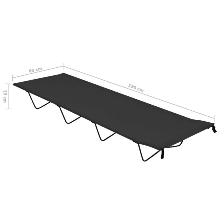 vidaXL Stovyklavimo gultas, juodas, 180x60x19cm, audinys ir plienas – produkto nuotrauka 6