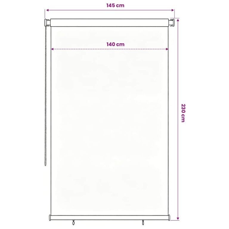 vidaXL Lauko roletas, 145 (plotis) x 230 (aukštis) cm, juodos spalvos – produkto nuotrauka 6