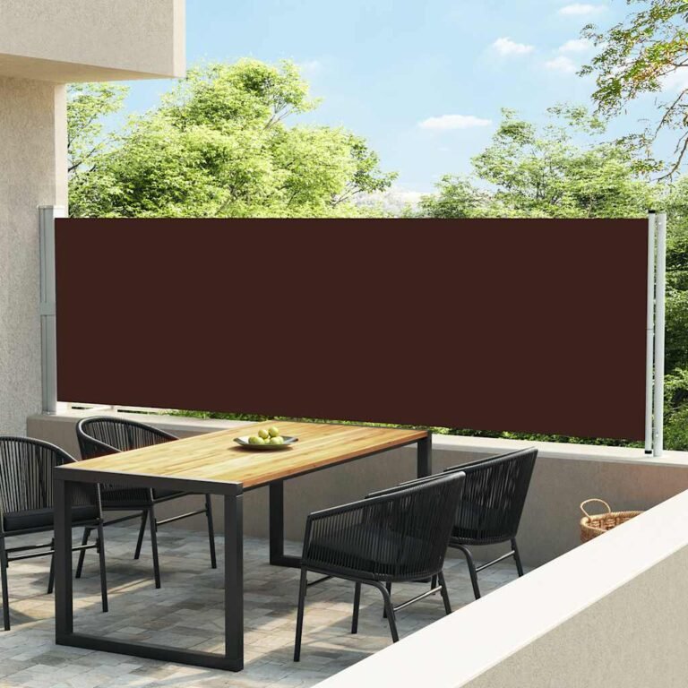 Ištraukiama šoninė markizė – 140×600 cm, ruda spalva