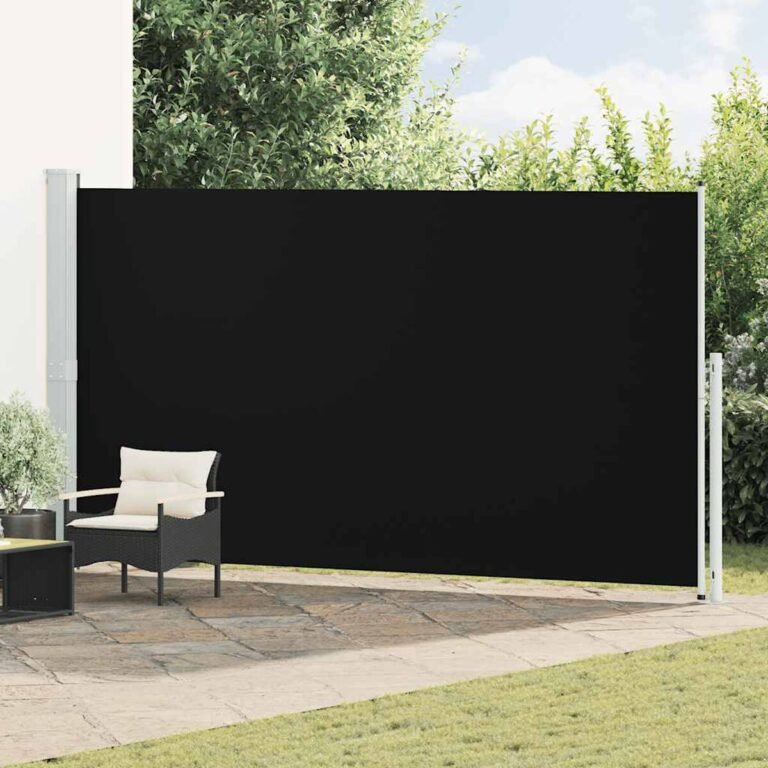 Ištraukiama šoninė markizė – 200×514 cm, juoda spalva – produkto nuotrauka 2