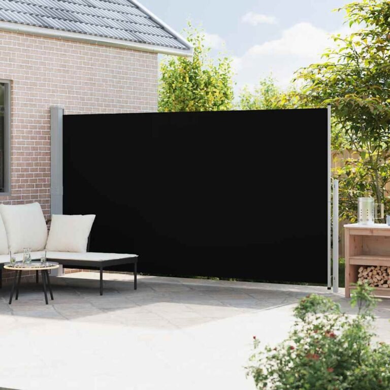 Ištraukiama šoninė markizė – 200×514 cm, juoda spalva – produkto nuotrauka 3