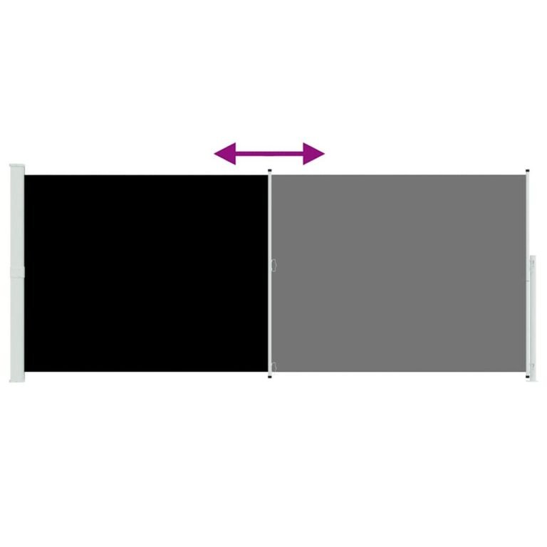 Ištraukiama šoninė markizė – 200×514 cm, juoda spalva – produkto nuotrauka 7