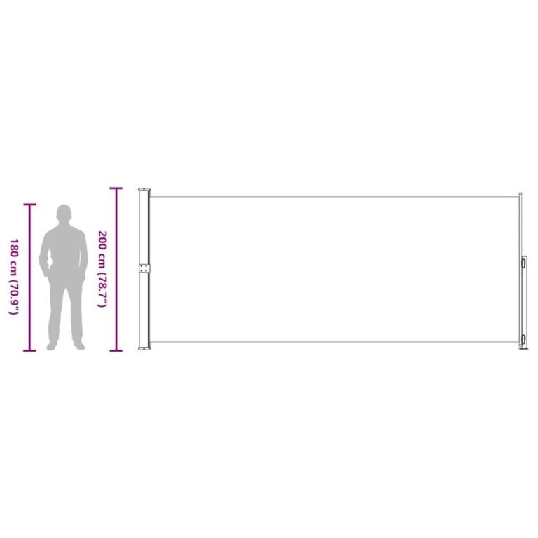 Ištraukiama šoninė markizė – 200×514 cm, juoda spalva – produkto nuotrauka 11