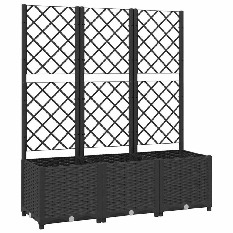 Lauko augalų dėžė – 120×40×136 cm, juoda spalva