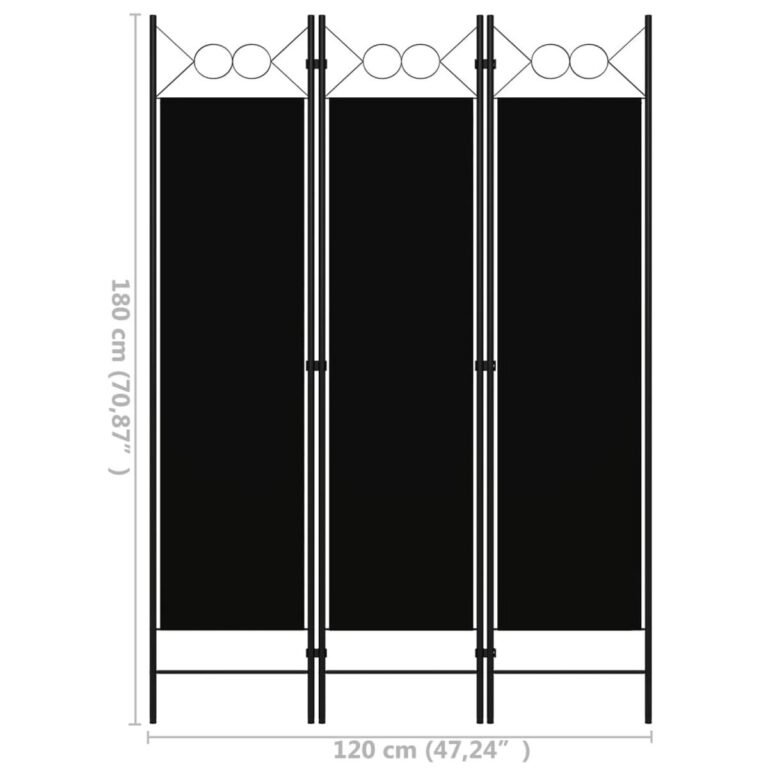 Kambario pertvara – 120×180 cm, juoda spalva – produkto nuotrauka 6