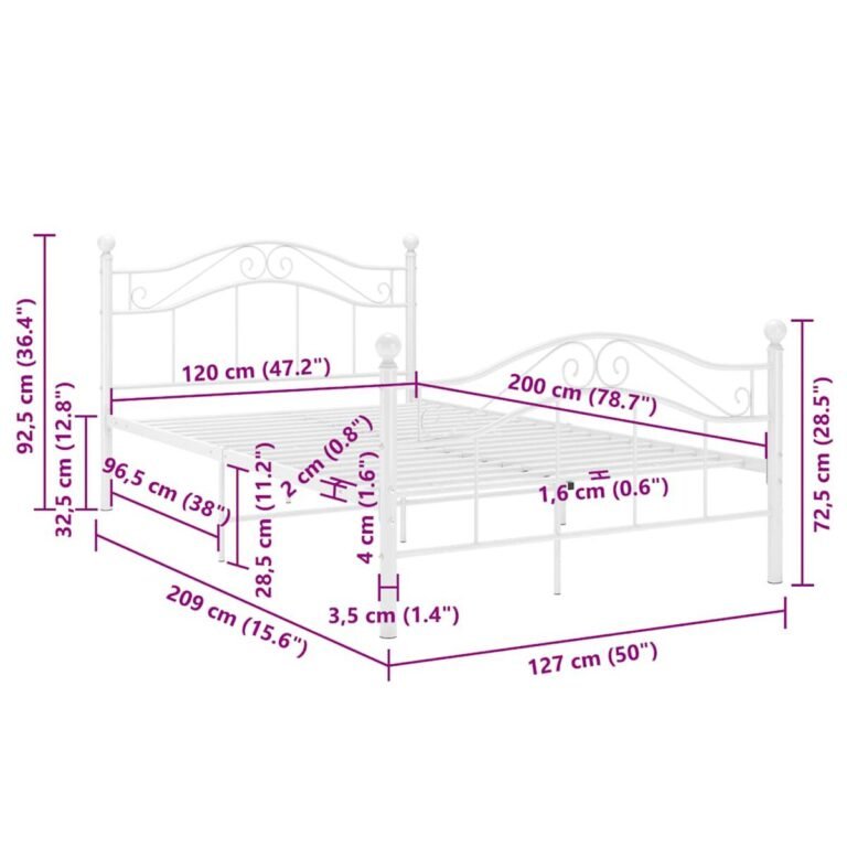 Lovos rėmas – 120×200 cm, balta spalva – produkto nuotrauka 8