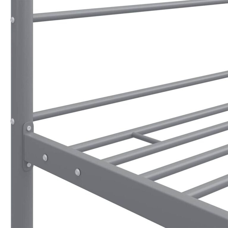 vidaXL Lovos rėmas su baldakimu, pilkos spalvos, 90x200cm, metalas – produkto nuotrauka 5