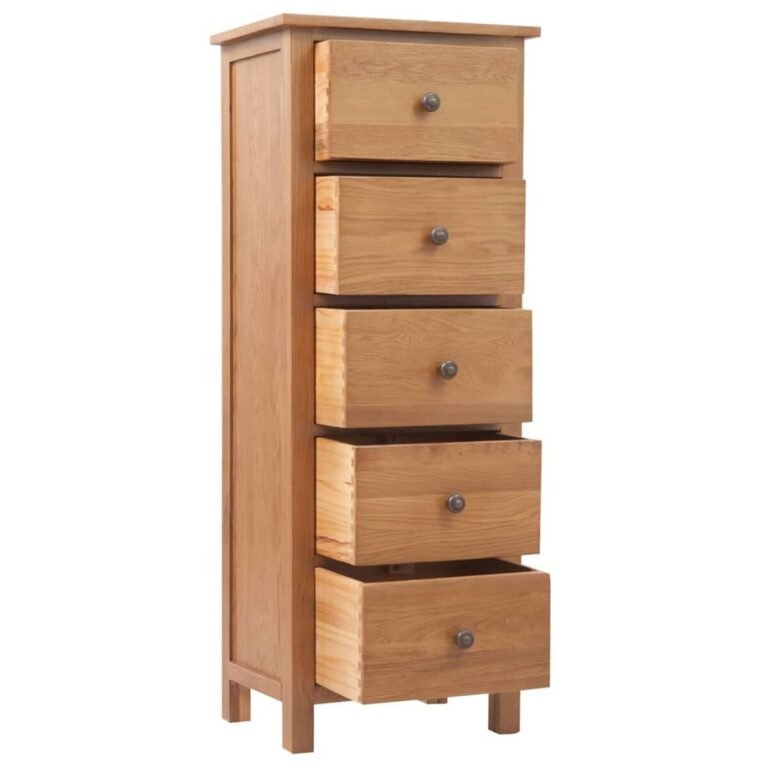 vidaXL Aukšta komoda su stalčiais, 45x32x110cm, ąžuolo masyvas – produkto nuotrauka 4