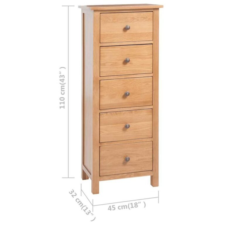 vidaXL Aukšta komoda su stalčiais, 45x32x110cm, ąžuolo masyvas – produkto nuotrauka 7