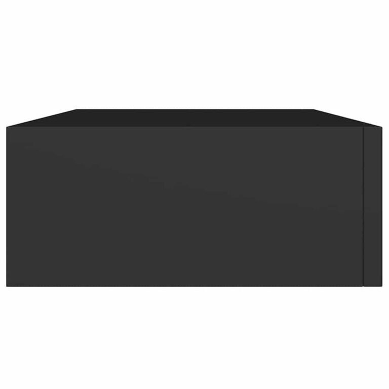 vidaXL Sieninė lentyna su stalčiumi, juoda, 40x23,5x10cm, MDF – produkto nuotrauka 7