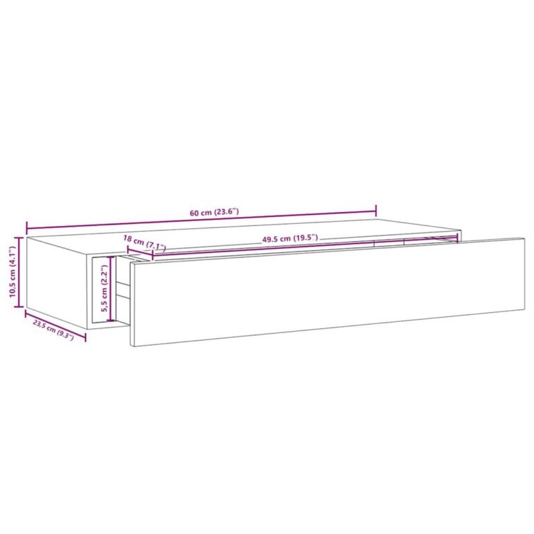 Lentyna – 60×23,5×10cm, balta spalva – produkto nuotrauka 11
