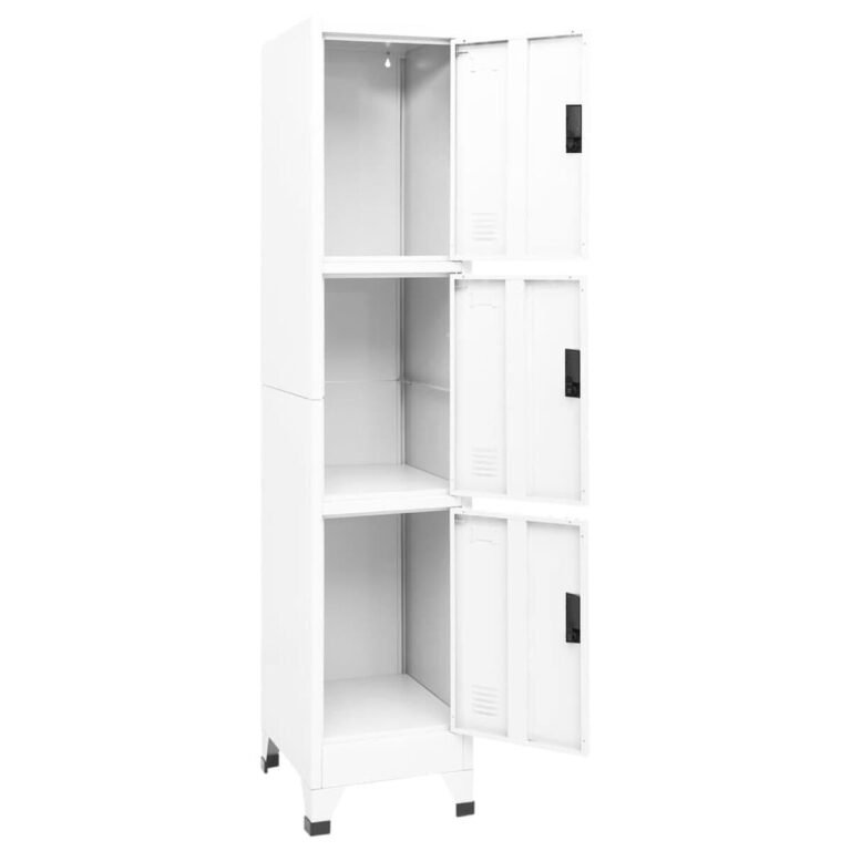 vidaXL Persirengimo spintelė, baltos spalvos, 38x45x180cm, plienas – produkto nuotrauka 3