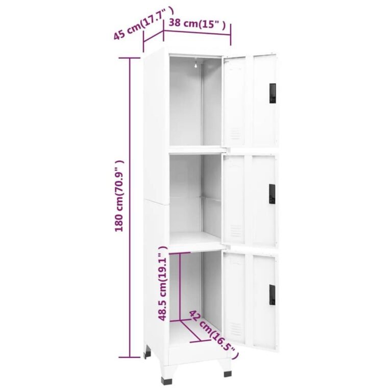 vidaXL Persirengimo spintelė, baltos spalvos, 38x45x180cm, plienas – produkto nuotrauka 6