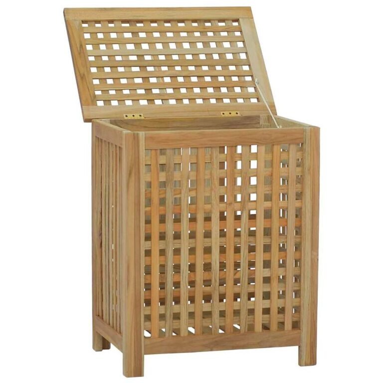 vidaXL Skalbinių dėžė, 50x35x60cm, tikmedžio medienos masyvas